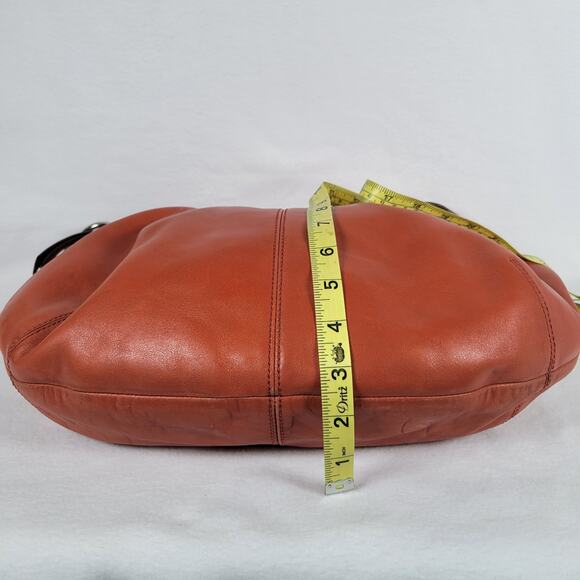 Coach Soho Pleated Hobo Leather Zip Shoulder Bag F13731 Orange Y2k Western Logo - Picture 6 of 7